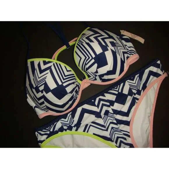 ヴィクシー　スキャンダラス Victoria's Secret 34DD,36C BIKINI M,L bottom White Navy Ink